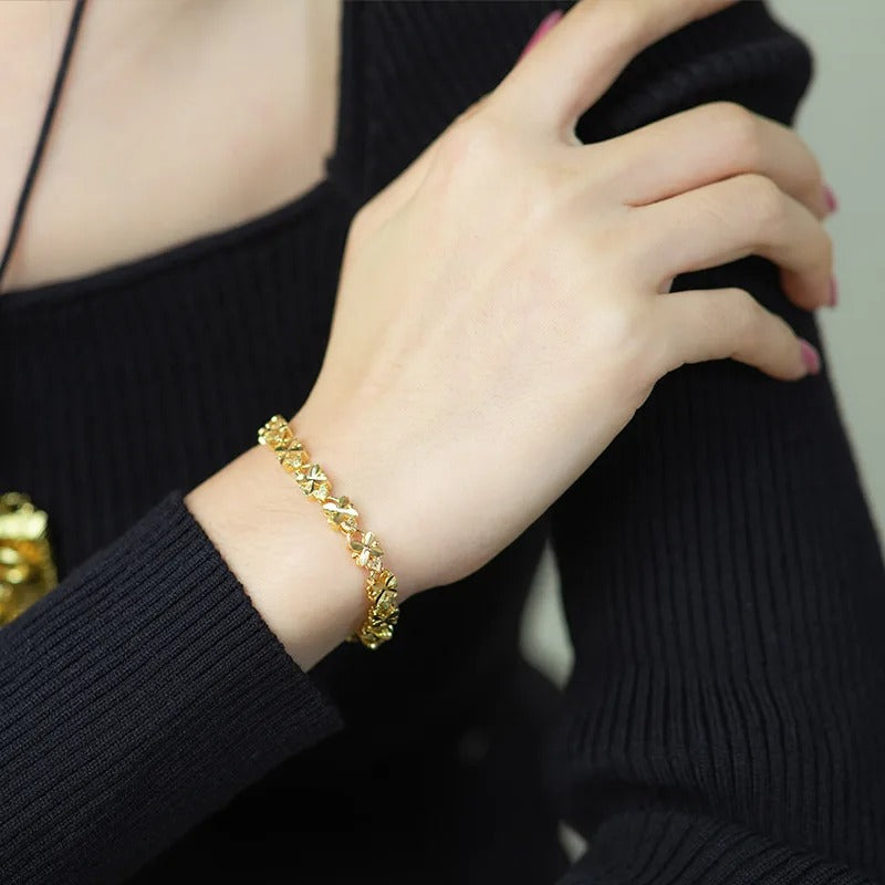 PULSERA DE HOJAS BAÑADAS EN ORO 18K - PLSI032