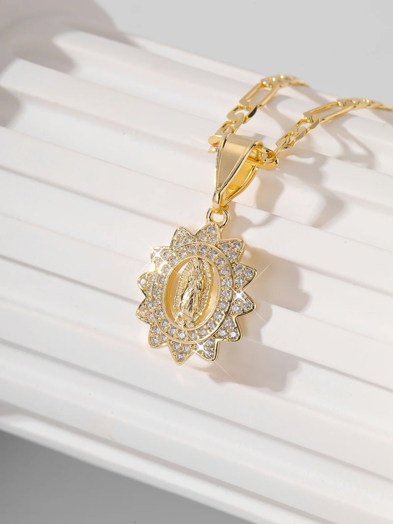 COLLAR DE NUESTRA SEÑORA BAÑADO EN ORO 18K - GARGSI891