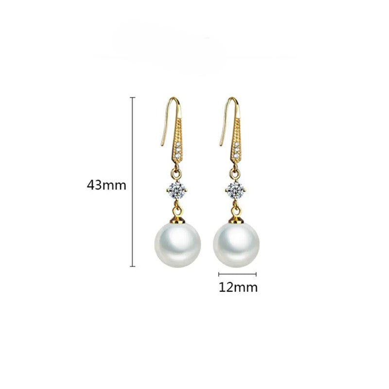 AROS DE PERLAS CON TACHUELAS BAÑADAS EN ORO 18K - BRSI269