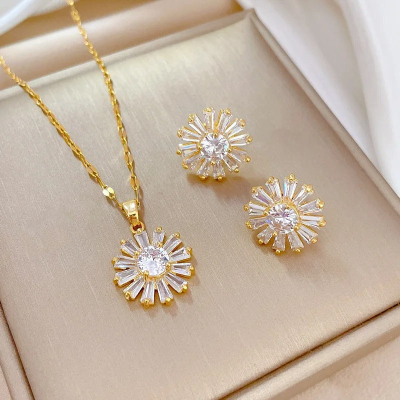 CONJUNTO SOL BAÑADO EN ORO 18K - CONJ467