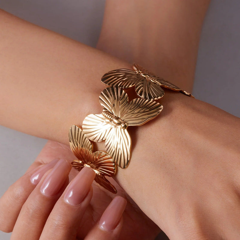 PULSERA MARIPOSA BAÑADA EN ORO 18K - PLSI033