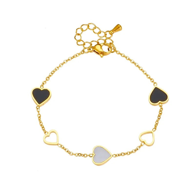 PULSERA CORAZONES BAÑADO EN ORO 18K - PLS 123