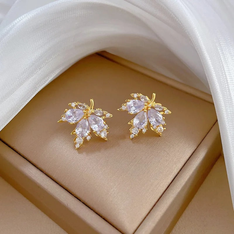 CONJUNTO HOJA DE ARCE CANADÁ BAÑADO EN ORO EN 18K - CONJ342