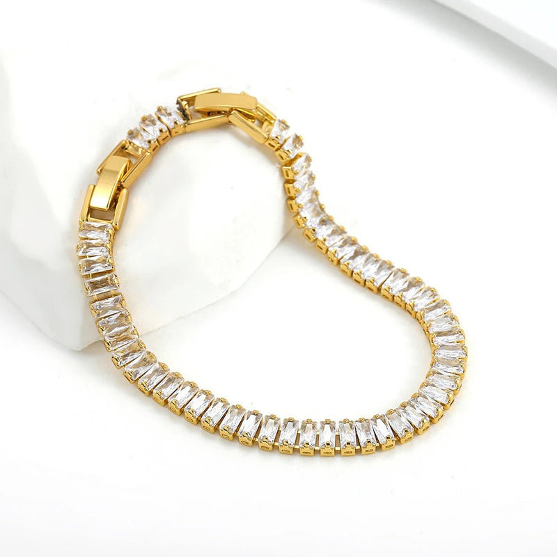 PULSERA DE CRISTALES DE CIRCONITA BAÑADA EN ORO 18K - PLSI026