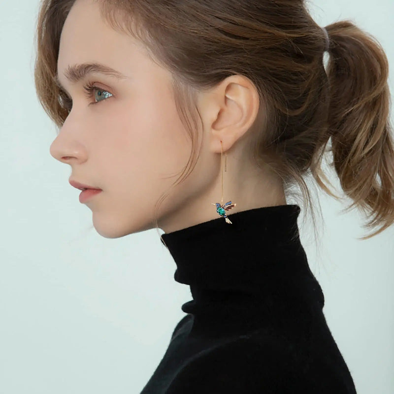 AROS COLIBRÍ BAÑADO EN ORO 18K - BR89