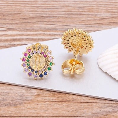 AROS NUESTRA SEÑORA BAÑADO EN ORO 18K - BRSI243