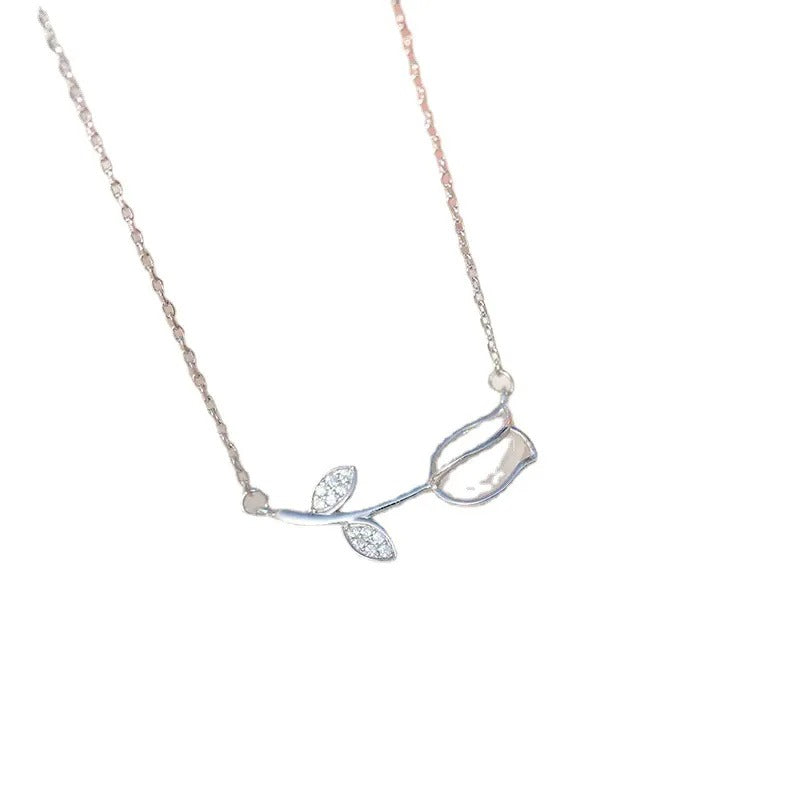 COLLAR TULIPÁN CON TACHUELAS PLATA 925 - PR0741