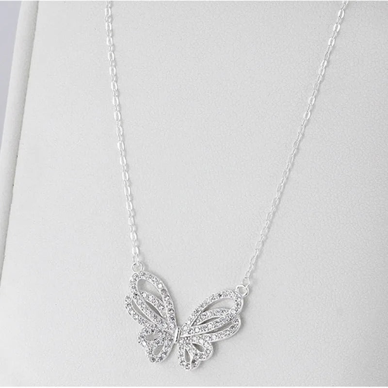 COLLAR MARIPOSA CON TACHUELAS PLATA 925 - PR0575