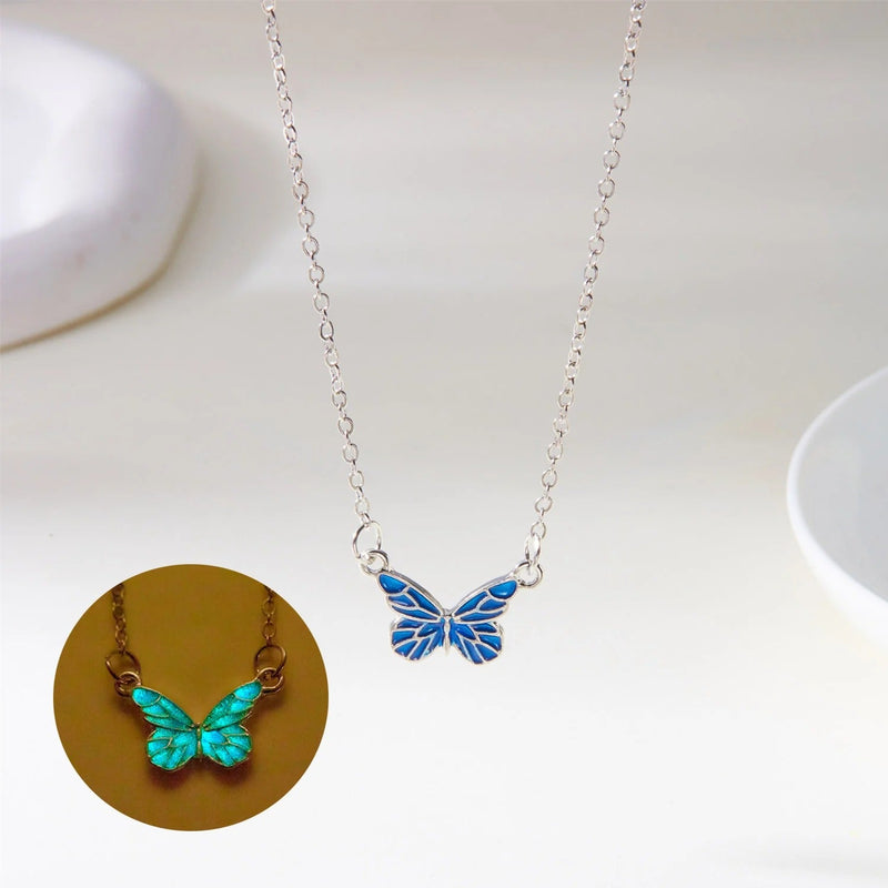 COLLAR MARIPOSA GLOW IN THE DARK PLATA 925 - PR0755