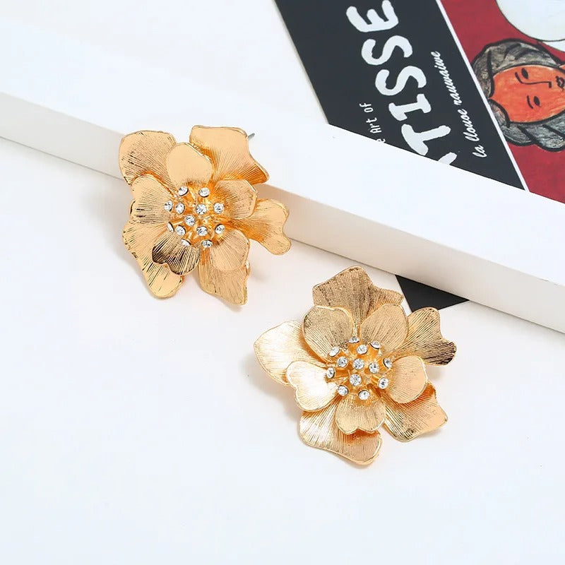 AROS FLORES DE PEONÍA BAÑADO EN ORO 18K - BRSI268