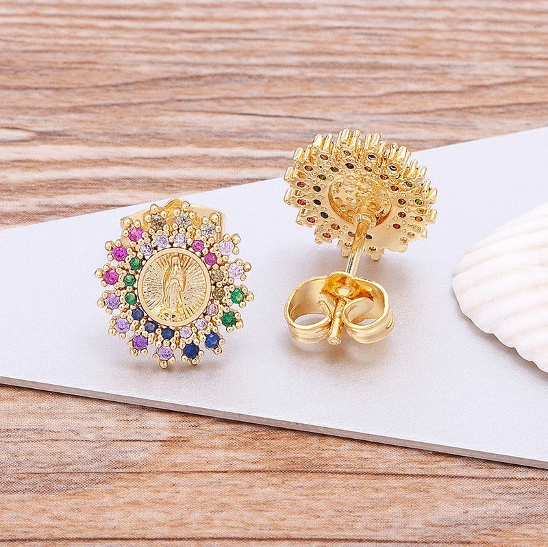 AROS NUESTRA SEÑORA BAÑADO EN ORO 18K - BRSI243