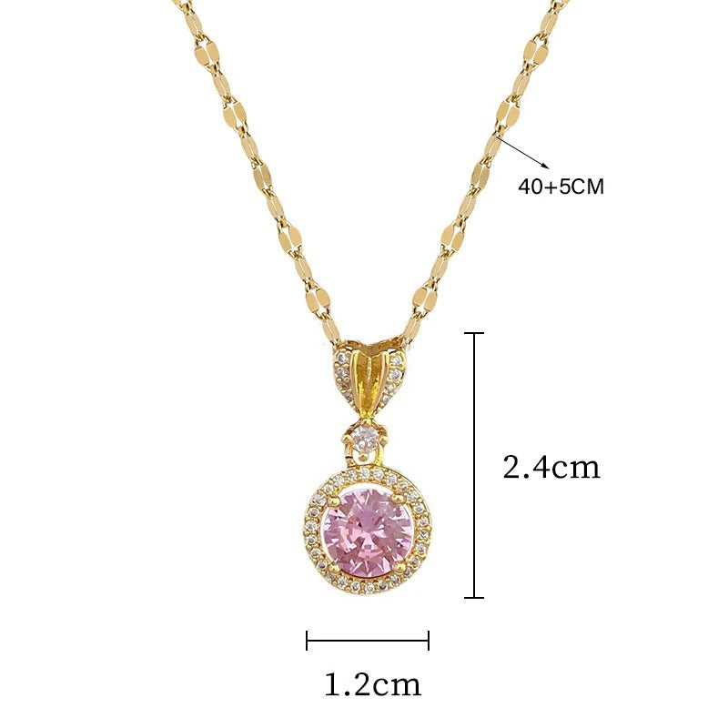 CONJUNTO DE CRISTALES ROSAS BAÑADO EN ORO 18K - CONJ180