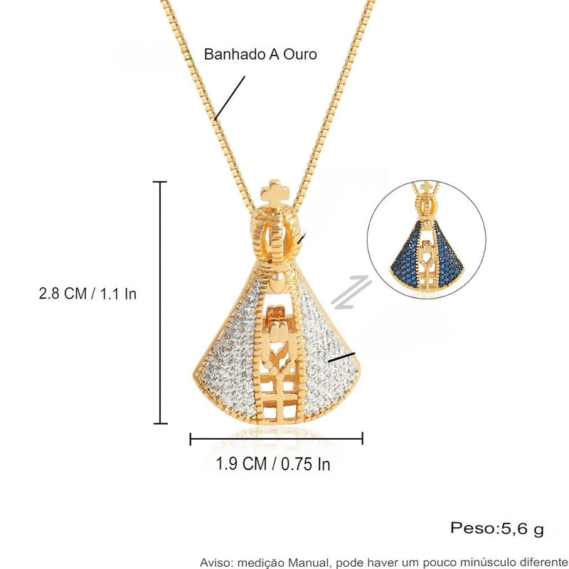 COLLAR COLGANTE DOBLE NUESTRA SEÑORA BAÑADO EN ORO 18K - GARGSI39