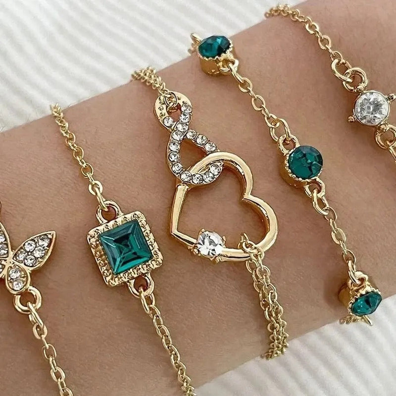 FINO JUEGO DE BRAZALETES BAÑADO EN ORO 18K - PLSI030