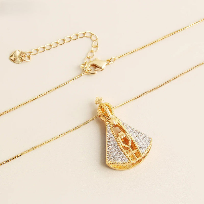 COLLAR COLGANTE DOBLE NUESTRA SEÑORA BAÑADO EN ORO 18K - GARGSI39