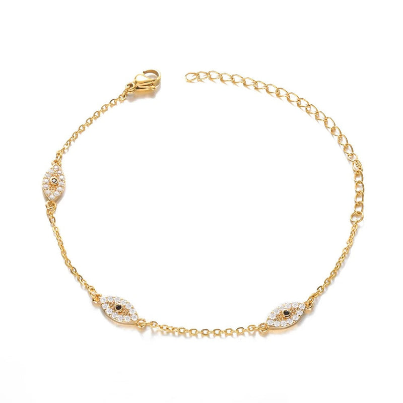 PULSERA OJO GRIEGO CON TACHUELAS CHAPADAS EN ORO 18K - PLS 133