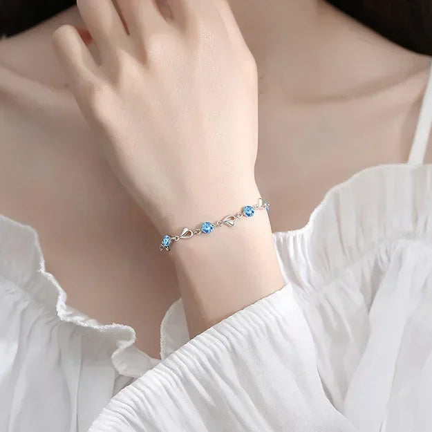 CONJUNTO CORAZÓN BAÑADO Y CRISTALES PLATA 925 - CONP13