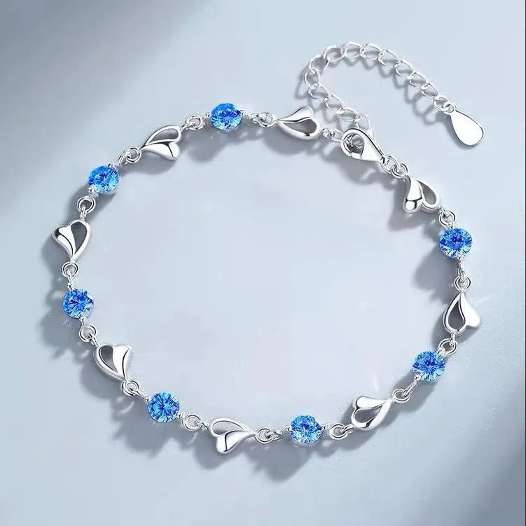 CONJUNTO CORAZÓN BAÑADO Y CRISTALES PLATA 925 - CONP13