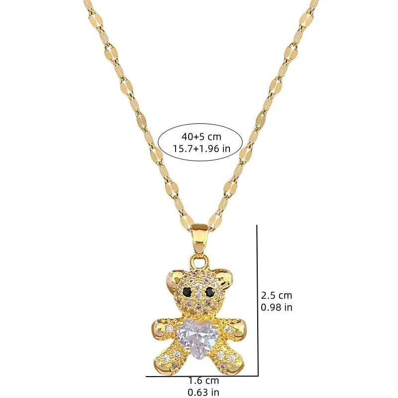 CONJUNTO OSITO DE PELUCHE CON TACHUELAS DE ORO 18K - CONJ361