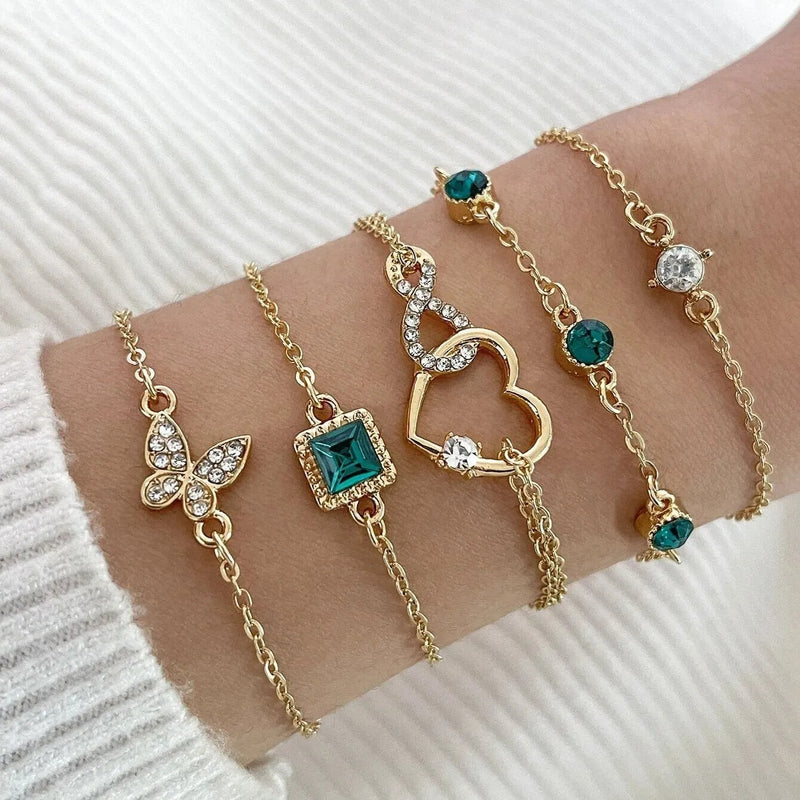 FINO JUEGO DE BRAZALETES BAÑADO EN ORO 18K - PLSI030