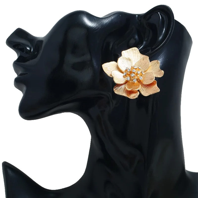 AROS FLORES DE PEONÍA BAÑADO EN ORO 18K - BRSI268