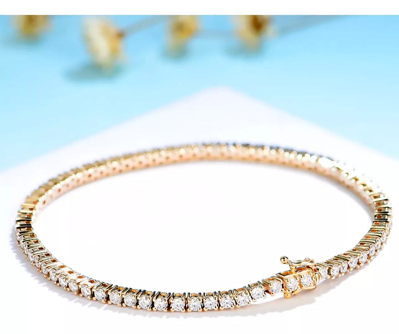 PULSERA RIVIERA ZIRCONIA 3MM TACHONADA EN ORO 18K - PLSI031