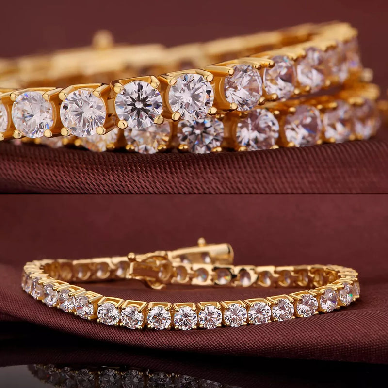 PULSERA RIVIERA ZIRCONIA 3MM TACHONADA EN ORO 18K - PLSI031