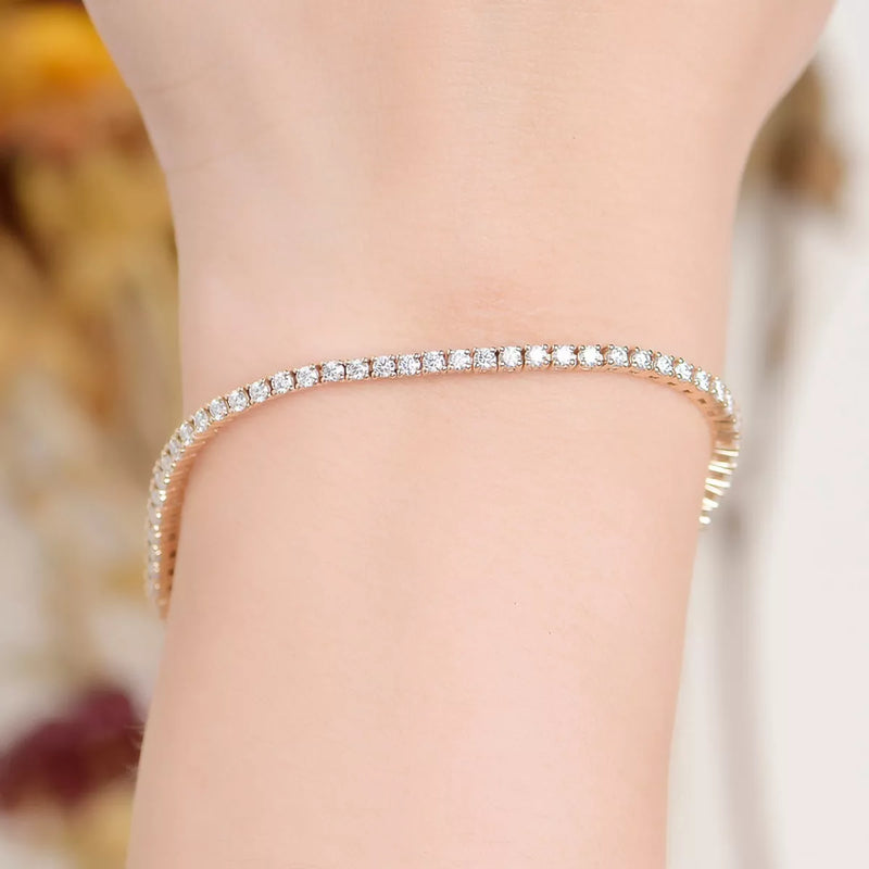 PULSERA RIVIERA ZIRCONIA 3MM TACHONADA EN ORO 18K - PLSI031