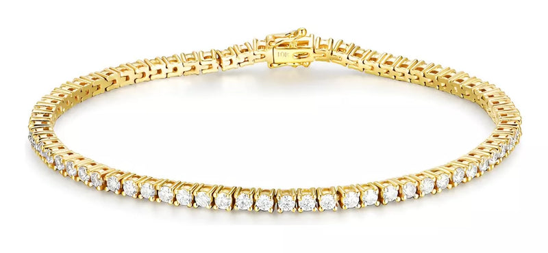 PULSERA RIVIERA ZIRCONIA 3MM TACHONADA EN ORO 18K - PLSI031