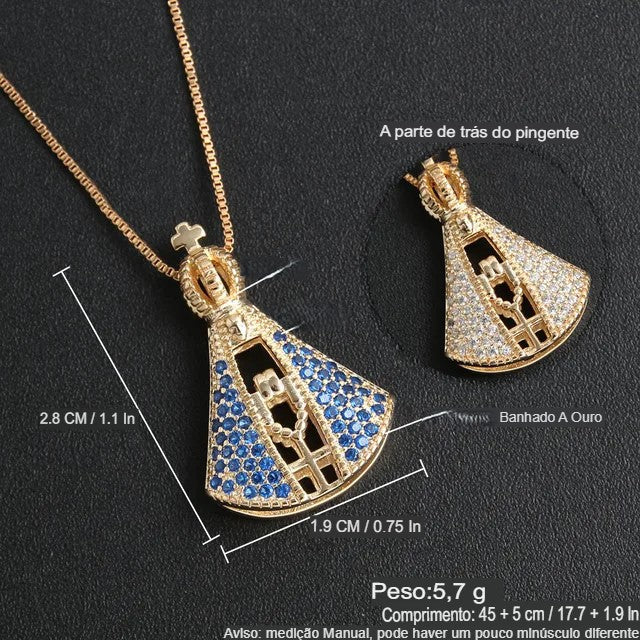 COLLAR COLGANTE DOBLE NUESTRA SEÑORA BAÑADO EN ORO 18K - GARGSI26