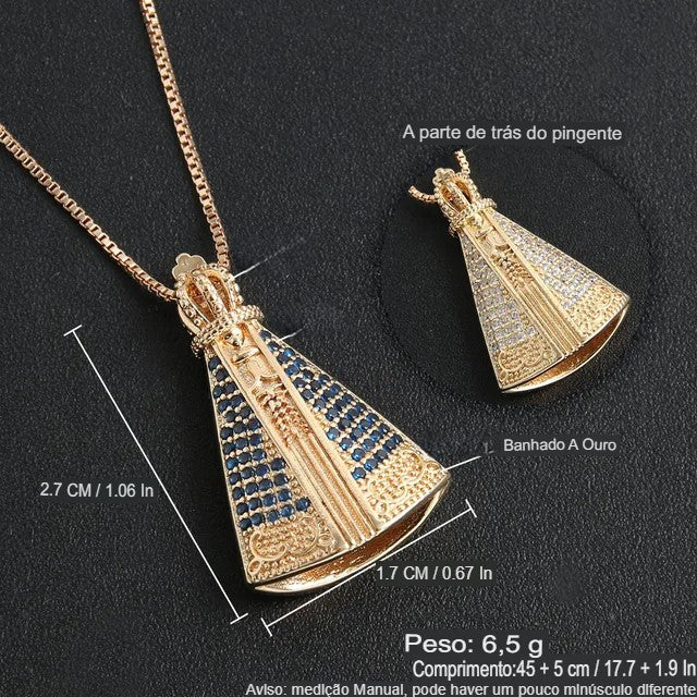 COLLAR COLGANTE DOBLE NUESTRA SEÑORA BAÑADO EN ORO 18K - GARGSI25