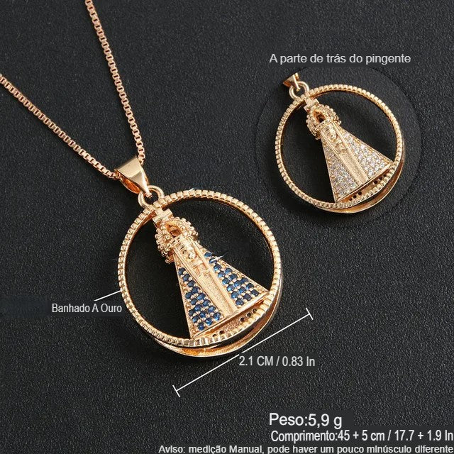 COLLAR COLGANTE DOBLE NUESTRA SEÑORA BAÑADO EN ORO 18K - GARGSI28