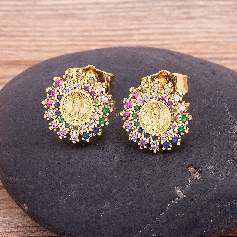 AROS NUESTRA SEÑORA BAÑADO EN ORO 18K - BRSI243