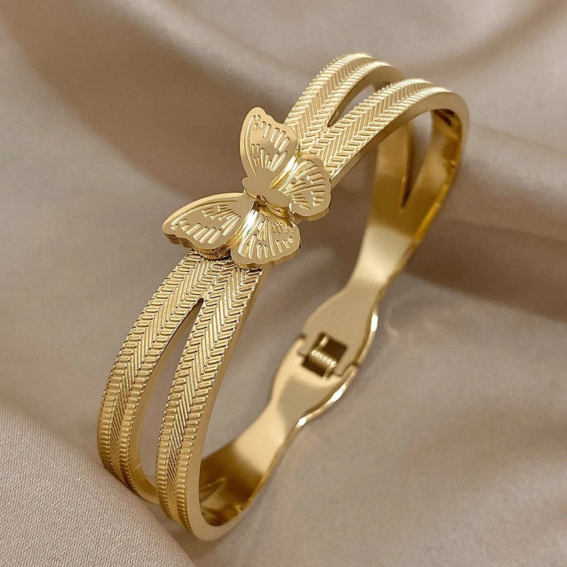PULSERA MARIPOSA BRAZALETE BAÑADA EN ORO 18K - PLSI028