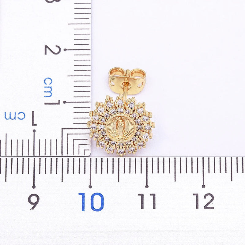 AROS NUESTRA SEÑORA CON TACHUELAS DE ORO 18K - BRSI242