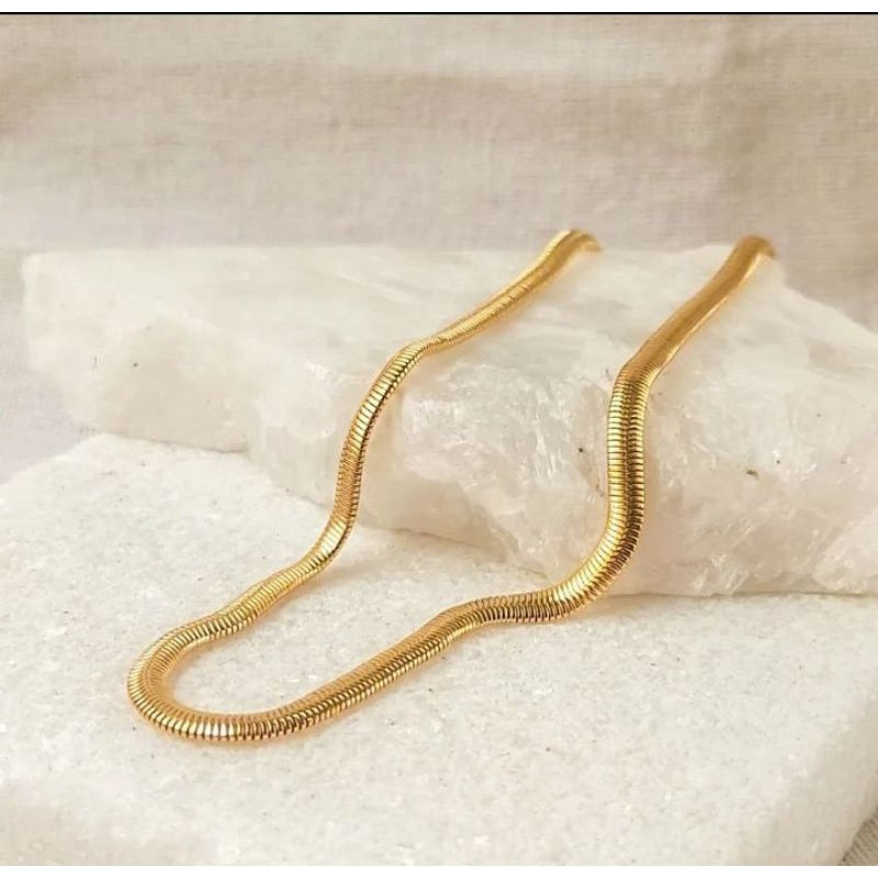 CADENA GARGANTILLA MALLA 37+5CM BAÑADA EN ORO 18K - COR677