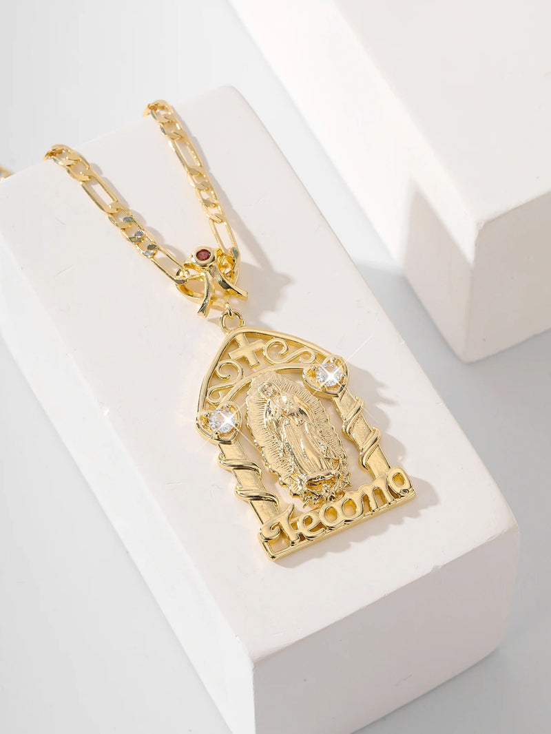 COLLAR DE NUESTRA SEÑORA BAÑADO EN ORO 18K - GARGSI898