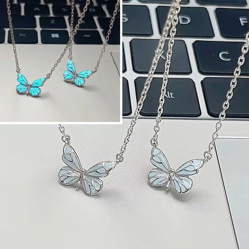 COLLAR MARIPOSA GLOW IN THE DARK PLATA 925 - PR0755