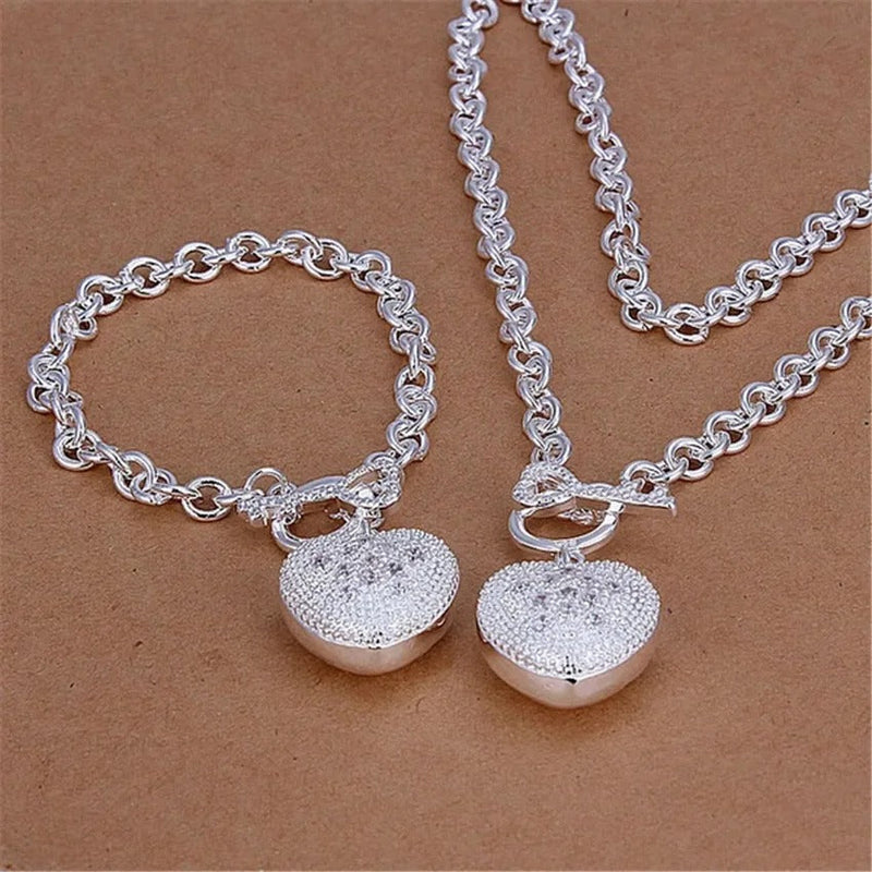 CONJUNTO CORAZÓN BAÑADO PLATA 925 - CONP134