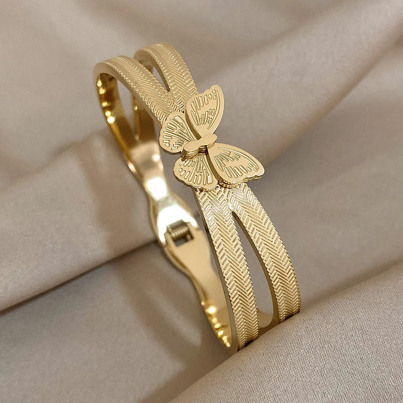 PULSERA MARIPOSA BRAZALETE BAÑADA EN ORO 18K - PLSI028