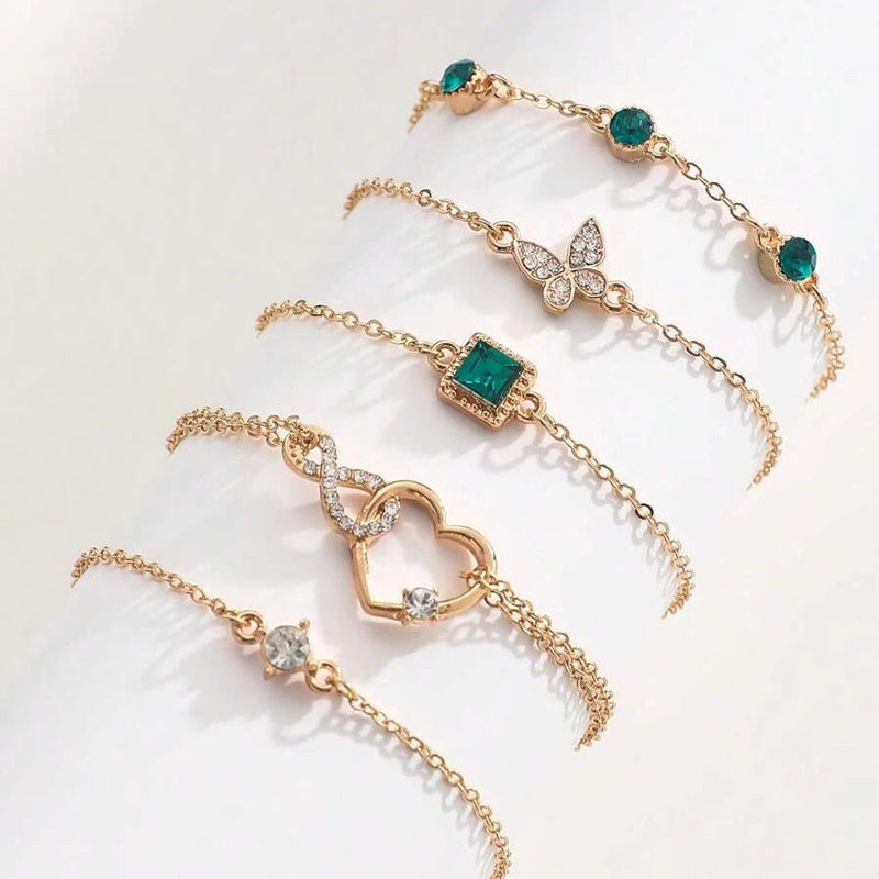 FINO JUEGO DE BRAZALETES BAÑADO EN ORO 18K - PLSI030