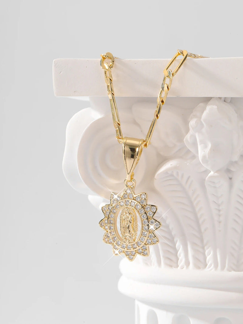 COLLAR DE NUESTRA SEÑORA BAÑADO EN ORO 18K - GARGSI891