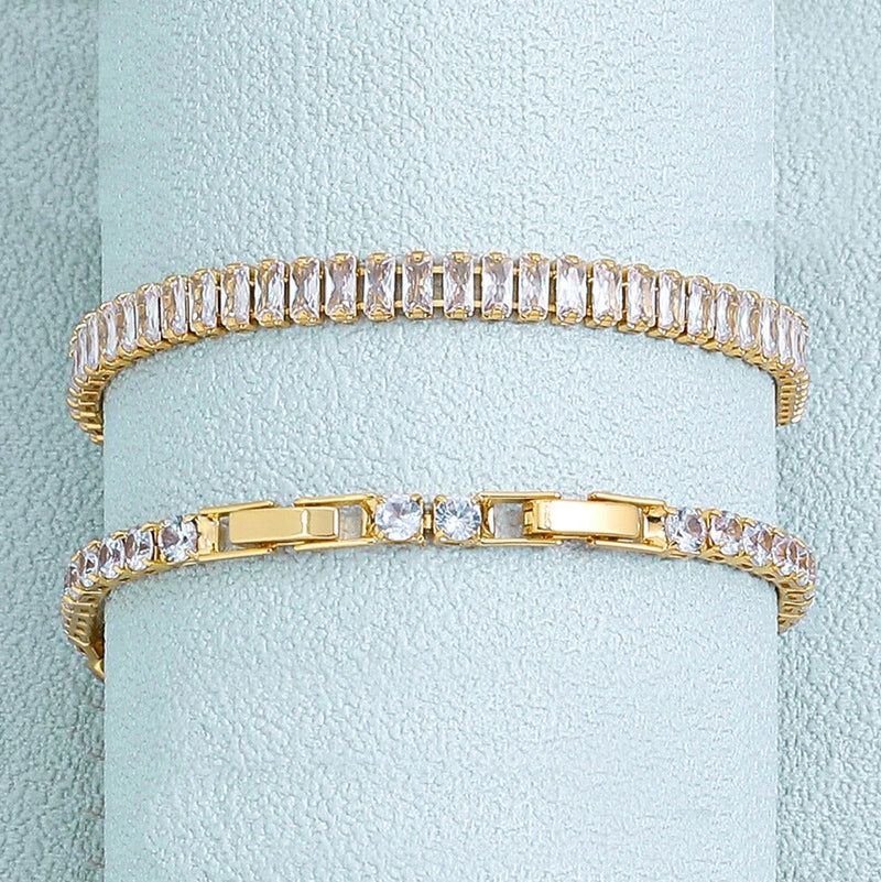 PULSERA DE CRISTALES DE CIRCONITA BAÑADA EN ORO 18K - PLSI027