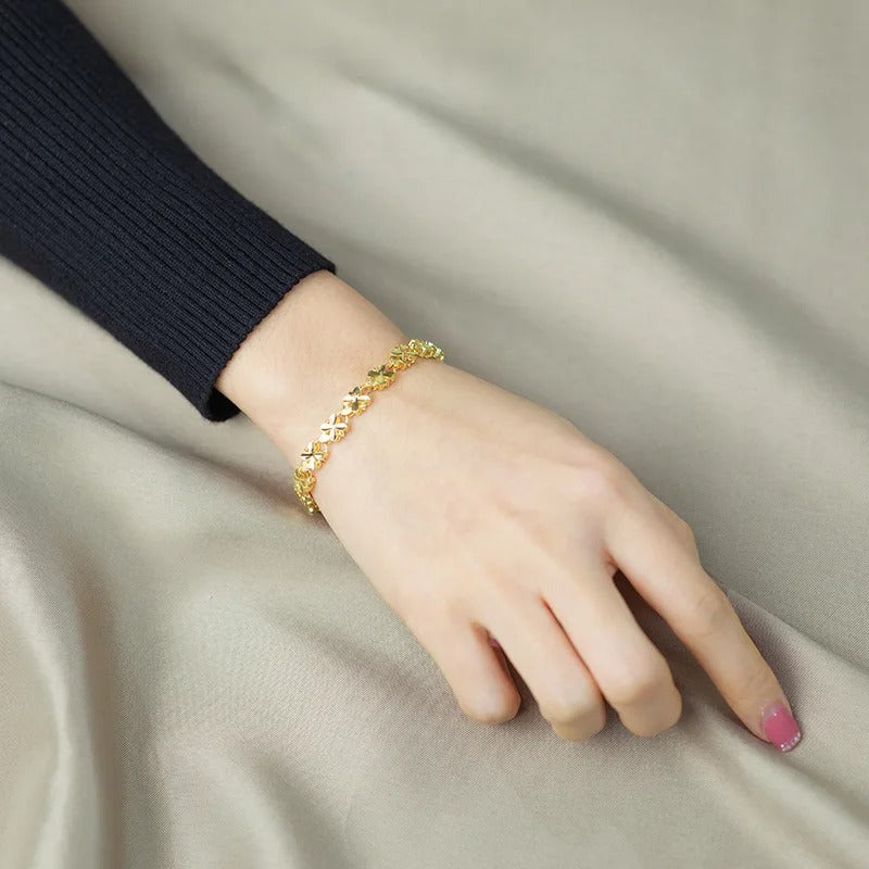 PULSERA DE HOJAS BAÑADAS EN ORO 18K - PLSI032
