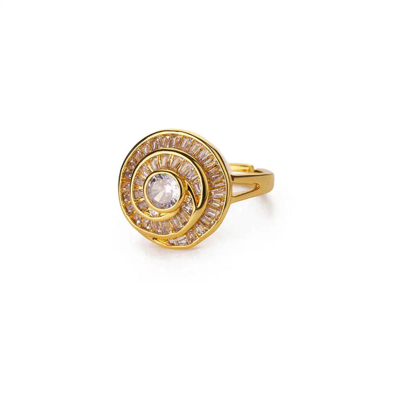 ANILLO AJUSTABLE DE CRISTALES BAÑADO EN ORO 18K - AN18
