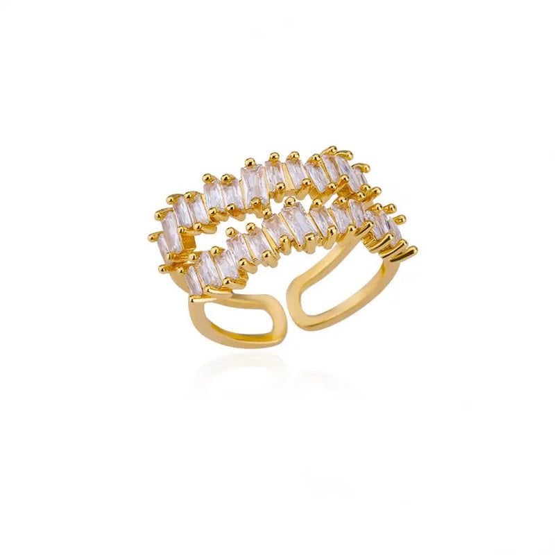 ANILLO DE CIRCONITA AJUSTABLE BAÑADO EN ORO 18K - AN228