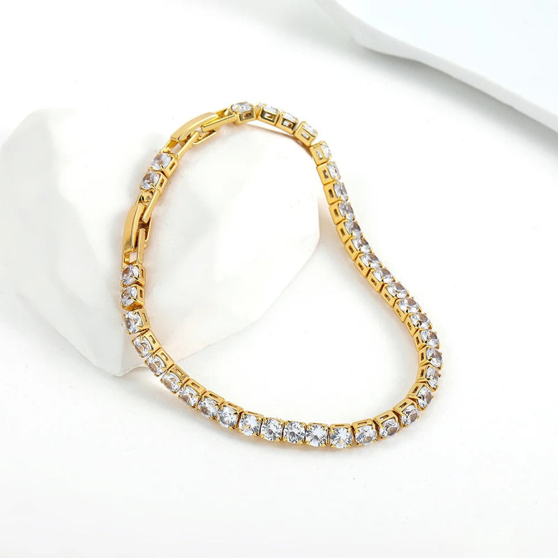 PULSERA DE CRISTALES DE CIRCONITA BAÑADA EN ORO 18K - PLSI027