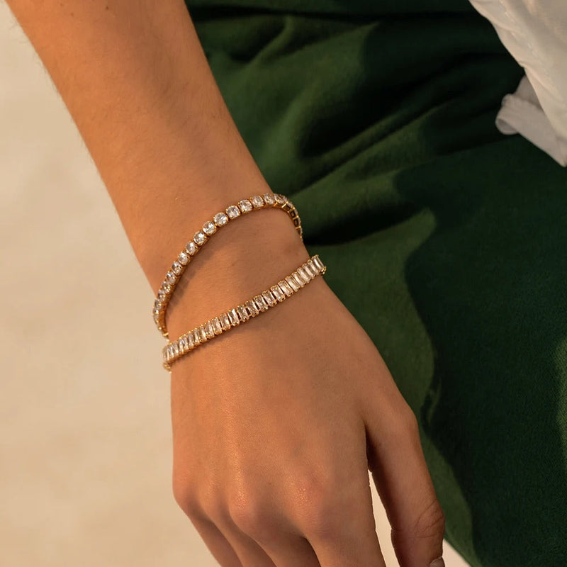 PULSERA DE CRISTALES DE CIRCONITA BAÑADA EN ORO 18K - PLSI027