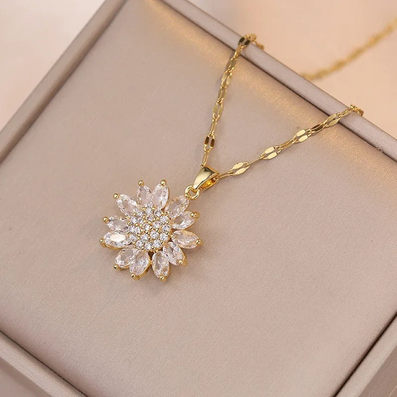 CONJUNTO DE GIRASOLES BAÑADO EN BAÑADO EN ORO 18K - CONJ343