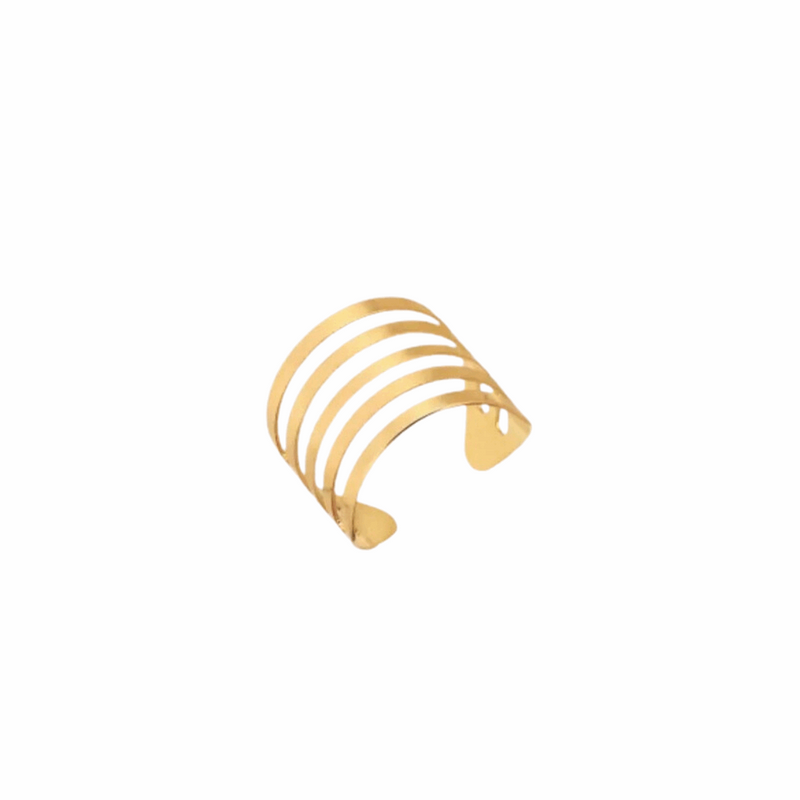 ANEL AJUSTÁVEL ELOS LISOS BANHADO EM OURO 18K - AN53 - Chica Elegante